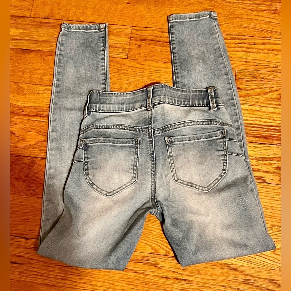 Candie's Distressed Skinny Jeans Size 0 Teens Blue Denim Y2K Grunge Punk Stretch